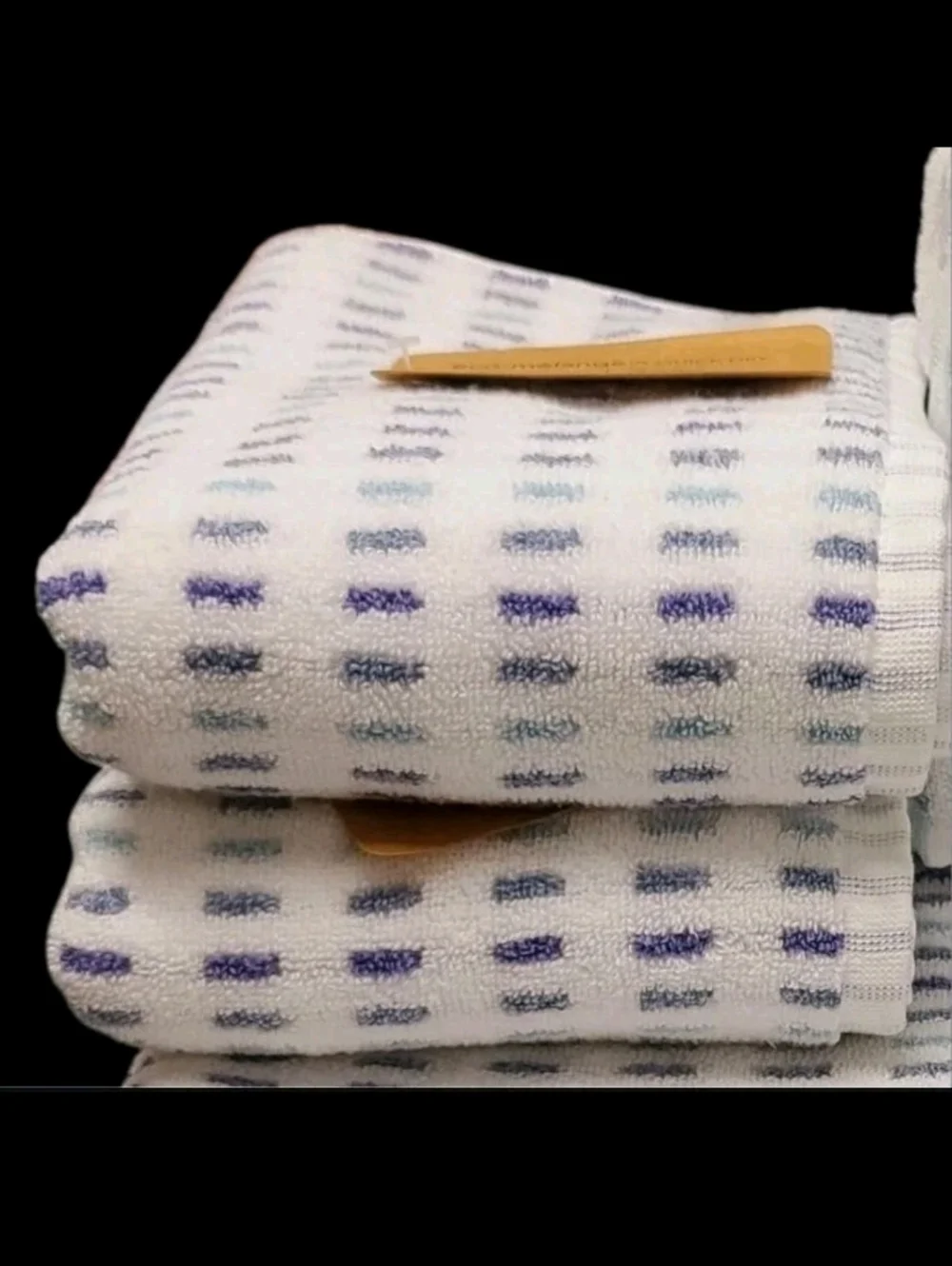 10pc ECO Melange 2 Bath 2 Hand 6 Washcloth Towel Set Purple Blue Ombre Check NEW